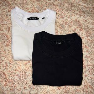 Set of 2 Cuts Tomboy Tee Cropped (Black and White)